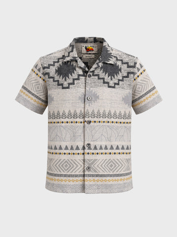 Men's Grey Relaxed Fit Printed Casual Shirt