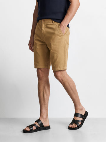 Men's Beige Slim Fit Solid Casual Shorts