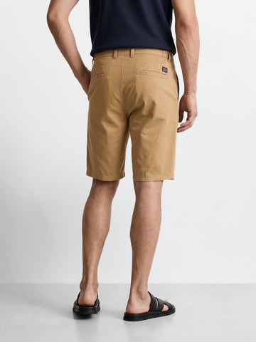 Men's Beige Slim Fit Solid Casual Shorts