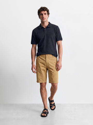Men's Beige Slim Fit Solid Casual Shorts