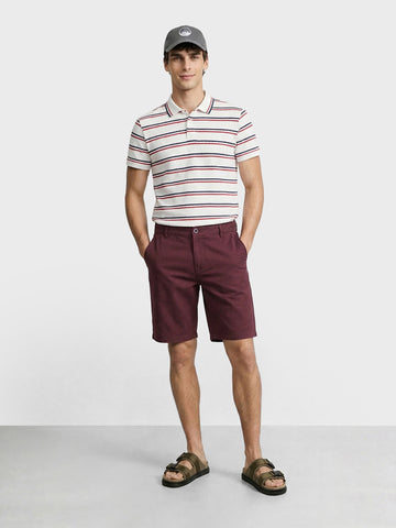 Men's Maroon Slim Fit Solid Casual Short