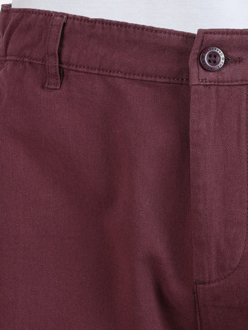 Men's Maroon Slim Fit Solid Casual Short