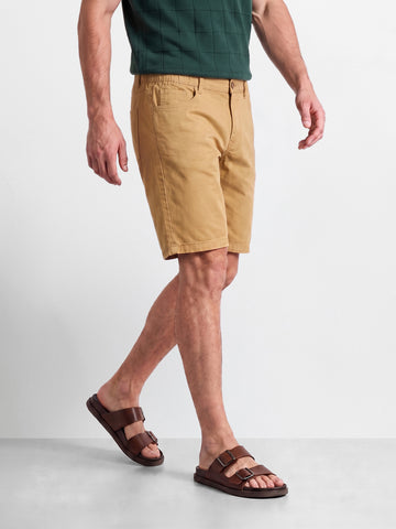 Men's Beige Slim Fit Solid Casual Shorts