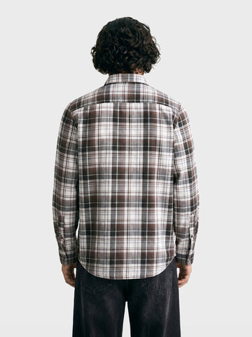 Men's Brown Slim Fit Checkered Casual Shirt