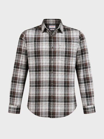 Men's Brown Slim Fit Checkered Casual Shirt