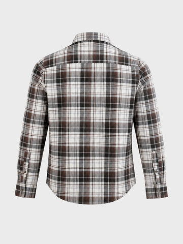 Men's Brown Slim Fit Checkered Casual Shirt