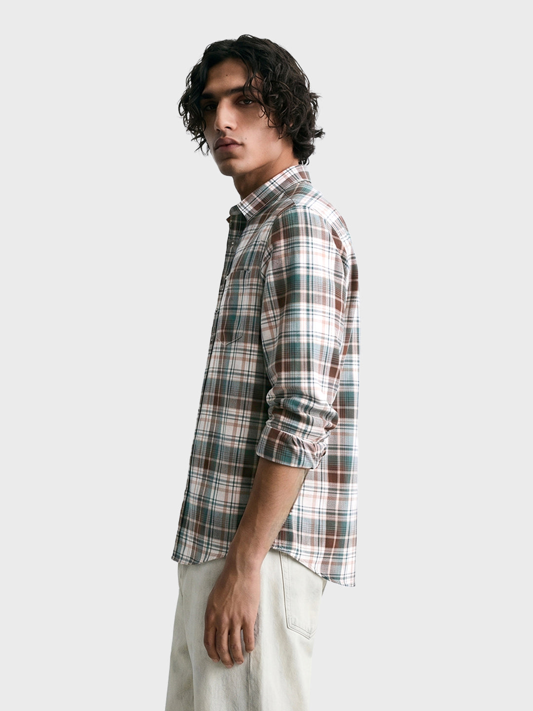 Men's Green Slim Fit Checkered Casual Shirt