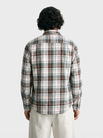 Men's Green Slim Fit Checkered Casual Shirt