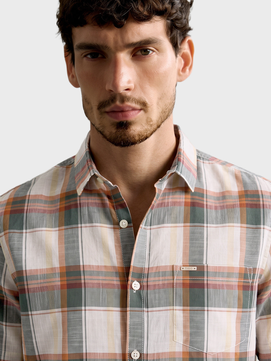 Men's Green Slim Fit Checkered Casual Shirt