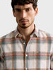 Men's Green Slim Fit Checkered Casual Shirt