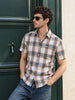 Men's Grey Slim Fit Checkered Casual Shirt
