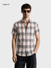 Men's Grey Slim Fit Checkered Casual Shirt