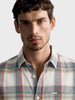 Men's Grey Slim Fit Checkered Casual Shirt