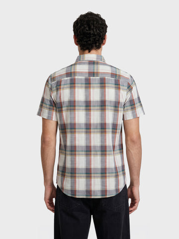 Men's Grey Slim Fit Checkered Casual Shirt