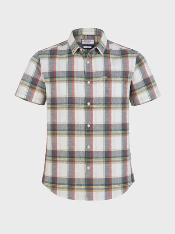 Men's Grey Slim Fit Checkered Casual Shirt