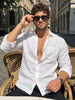 Men's White Slim Fit Solid Casual Shirt