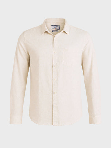 Men's Beige Slim Fit Solid Casual Shirt