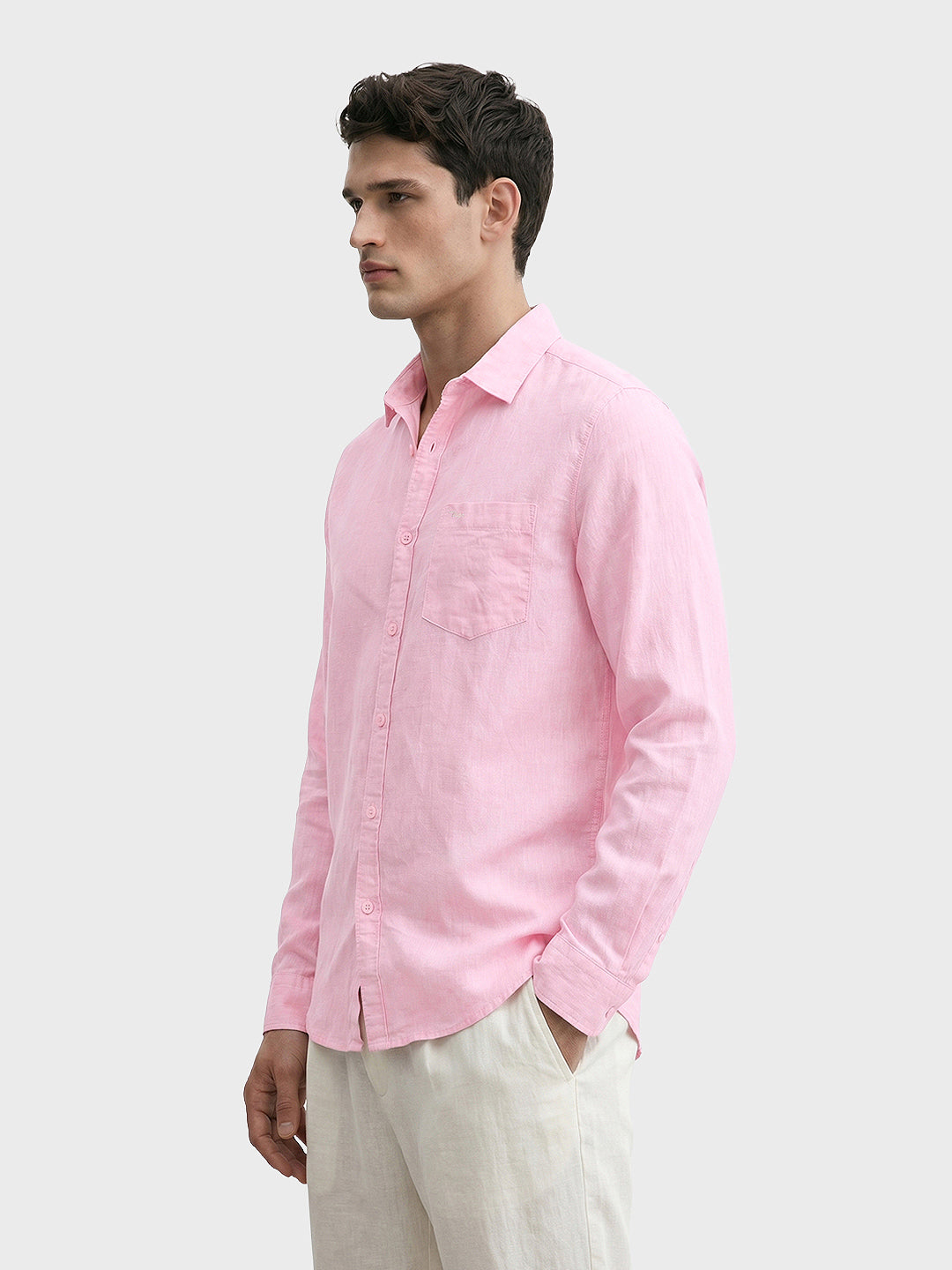 Men's Pink Slim Fit Checkered Casual Shirt