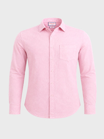 Men's Pink Slim Fit Solid Casual Shirt