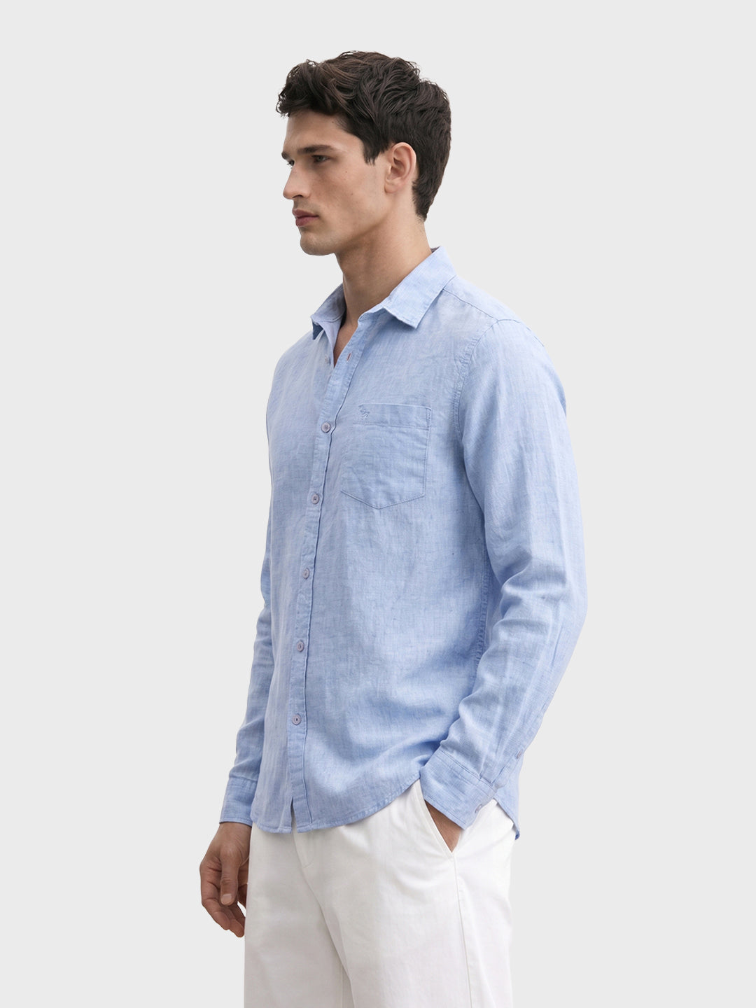 Men's Blue Slim Fit Solid Casual Shirt