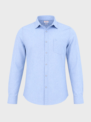 Men's Blue Slim Fit Solid Casual Shirt