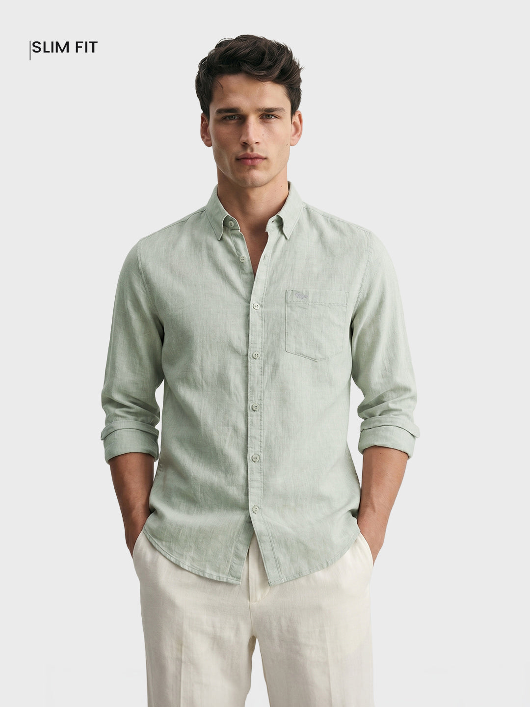 Men's Green Slim Fit Checkered Casual Shirt