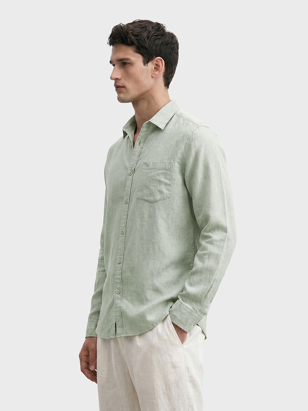 Men's Green Slim Fit Checkered Casual Shirt