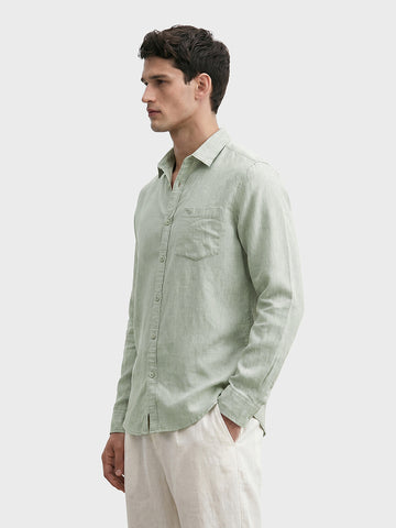 Men's Green Slim Fit Solid Casual Shirt