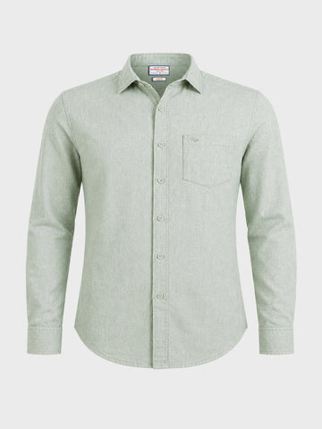 Men's Green Slim Fit Solid Casual Shirt