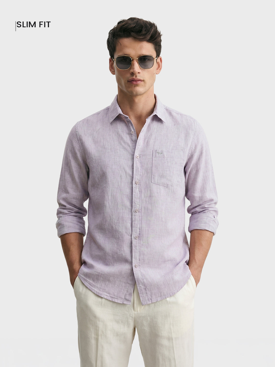 Men's Grey Slim Fit Checkered Casual Shirt