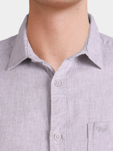 Men's Grey Slim Fit Solid Casual Shirt
