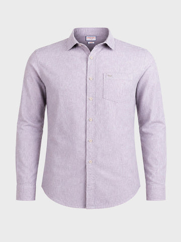 Men's Grey Slim Fit Solid Casual Shirt