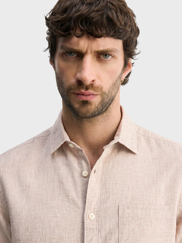 Men's Khaki Slim Fit Solid Casual Shirt