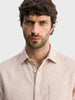 Men's Khaki Slim Fit Solid Casual Shirt