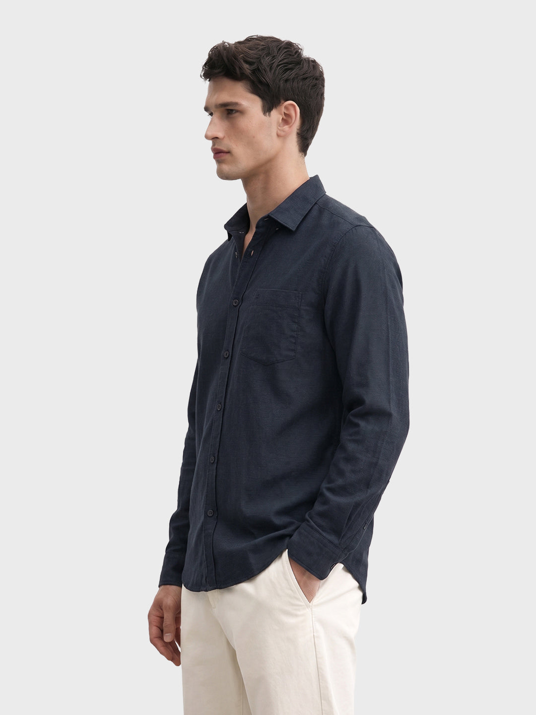 Men's Black Slim Fit Solid Casual Shirt