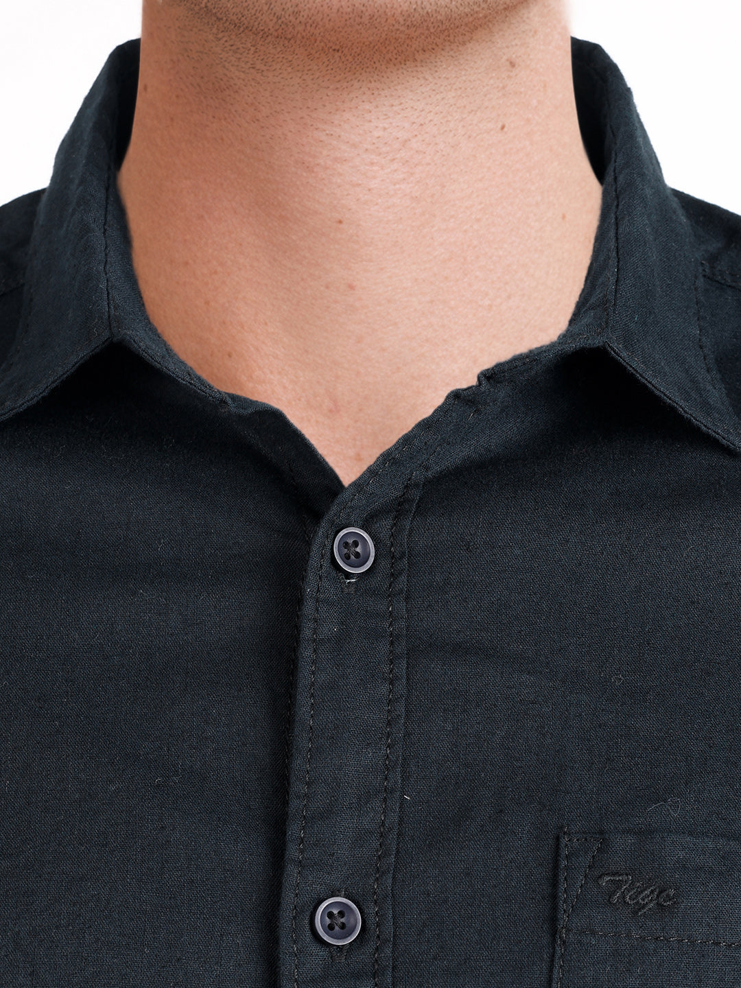 Men's Black Slim Fit Solid Casual Shirt