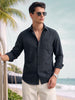 Men's Black Slim Fit Solid Casual Shirt
