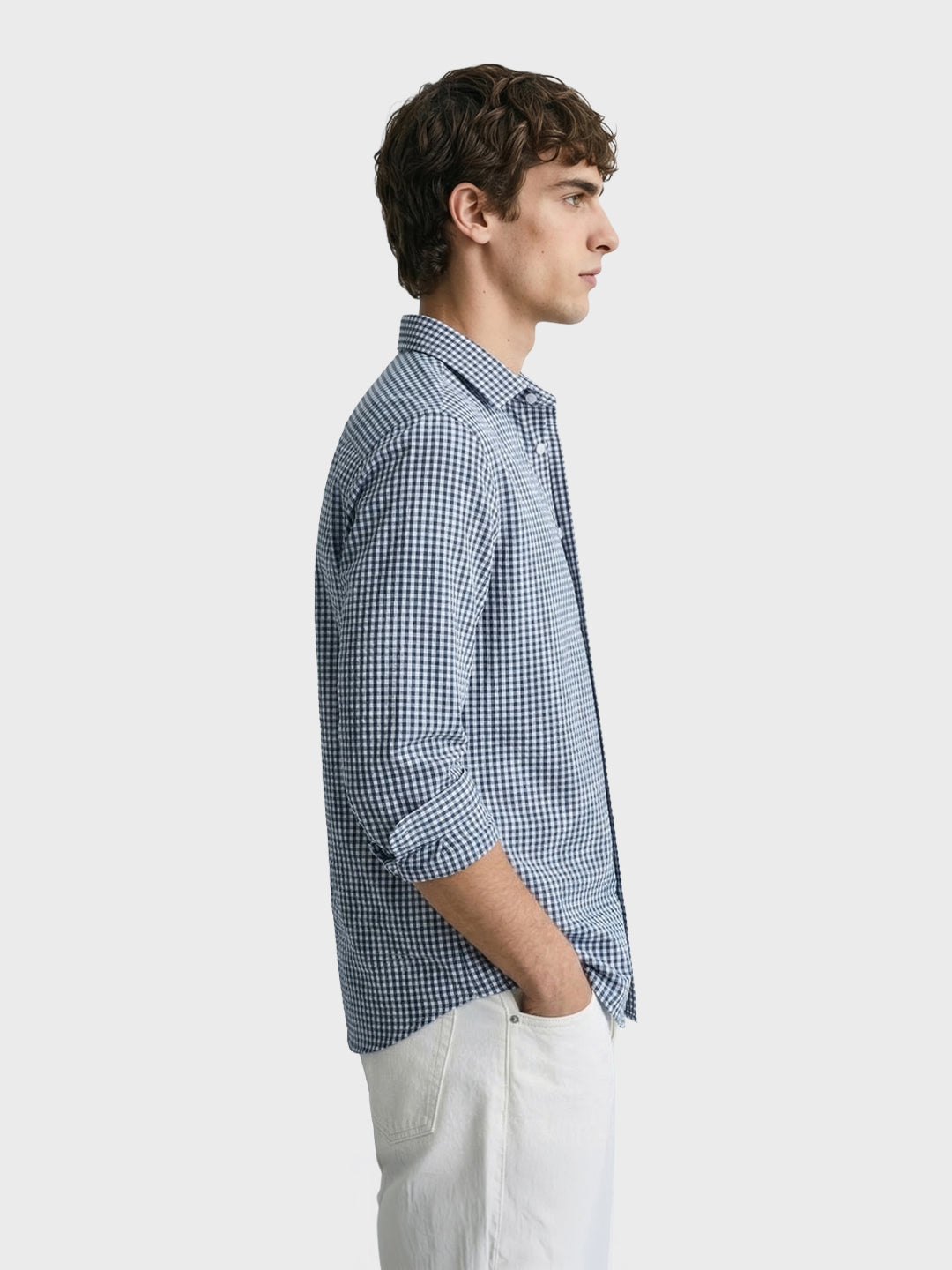 Men's Blue Regular Fit Checkered Casual Shirt