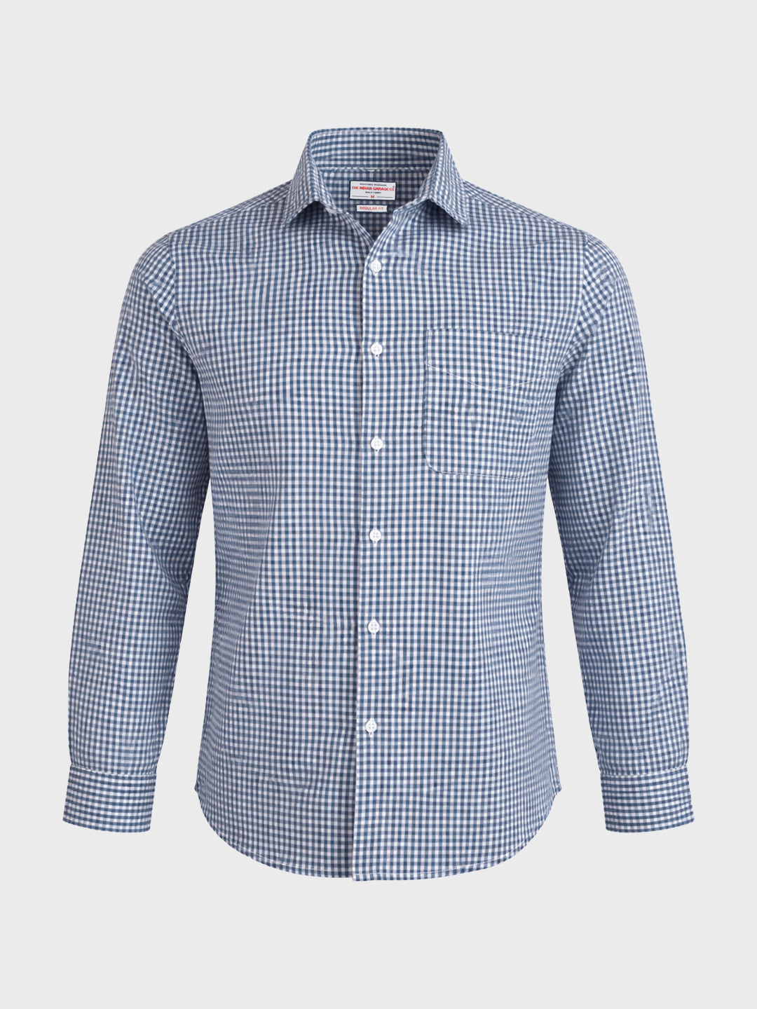 Men's Blue Regular Fit Checkered Casual Shirt – TIGC