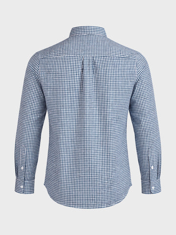 Men's Blue Regular Fit Checkered Casual Shirt