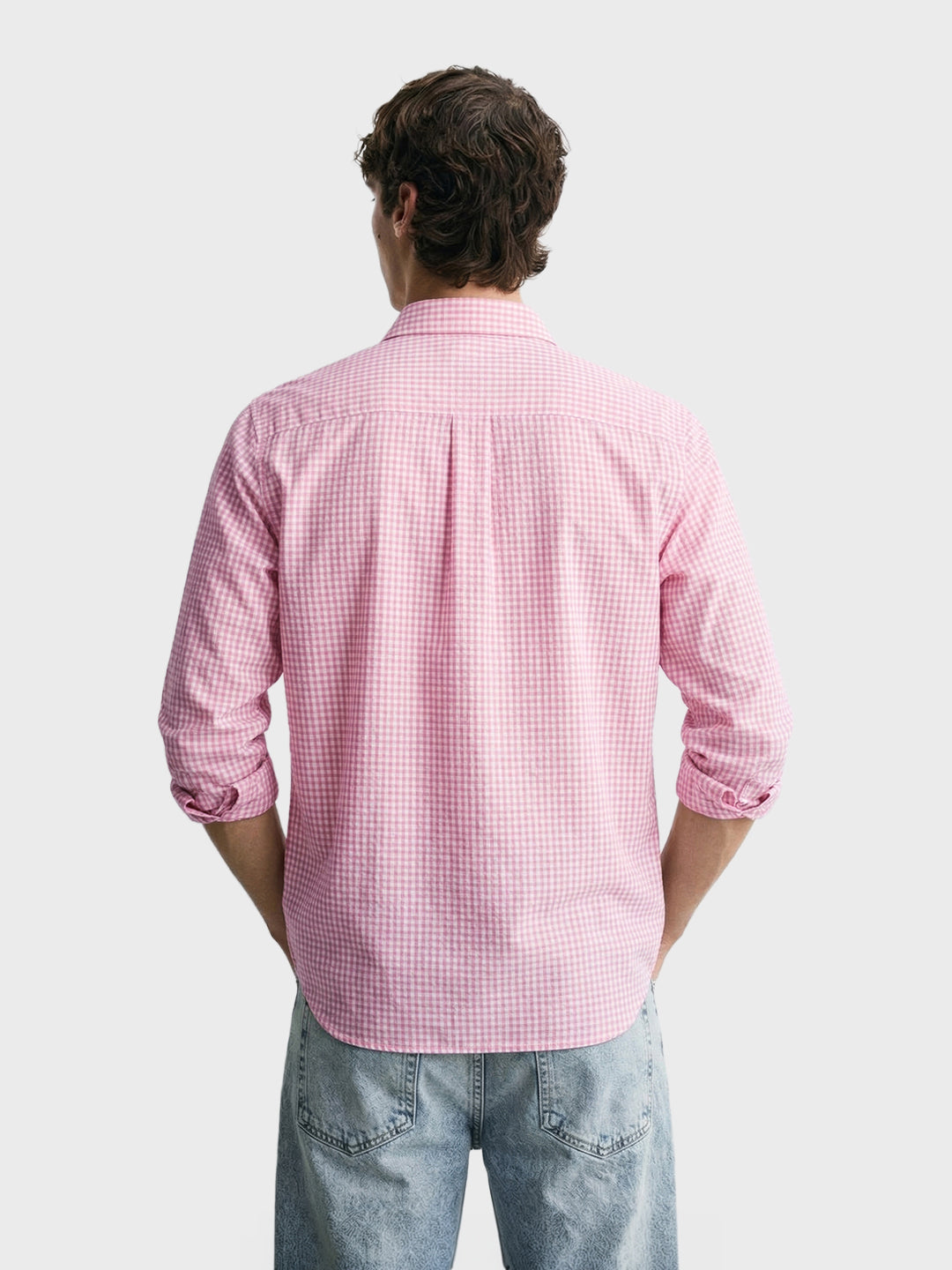 Men's Pink Regular Fit Checkered Casual Shirt