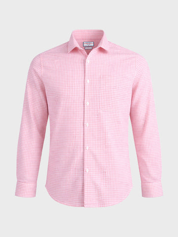 Men's Pink Regular Fit Checkered Casual Shirt