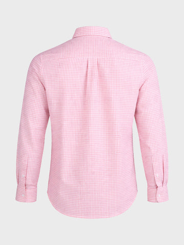 Men's Pink Regular Fit Checkered Casual Shirt