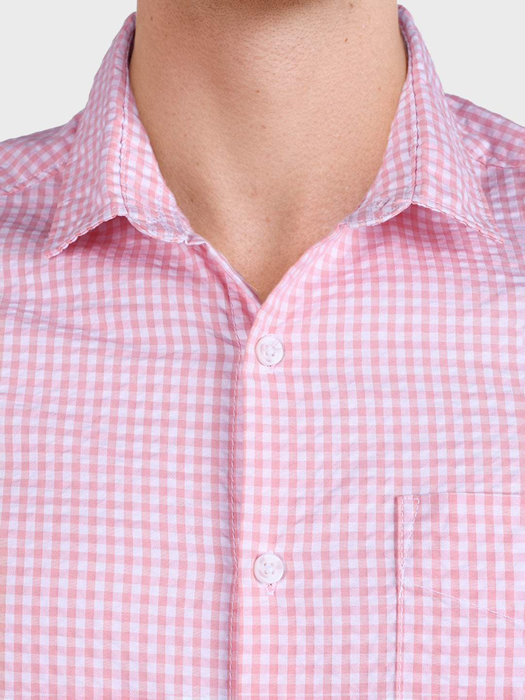 Men's Pink Regular Fit Checkered Casual Shirt