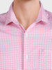 Men's Pink Regular Fit Checkered Casual Shirt