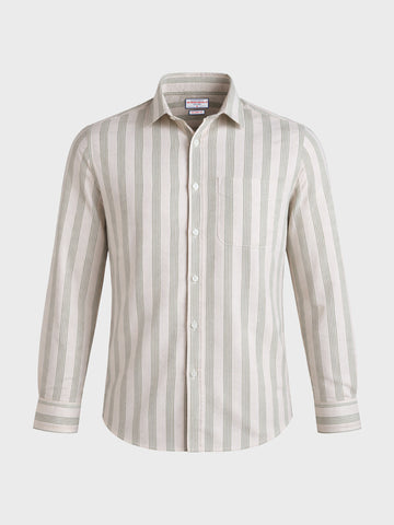 Men's Green Regular Fit Striped Casual Shirt
