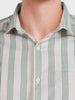 Men's Green Regular Fit Striped Casual Shirt