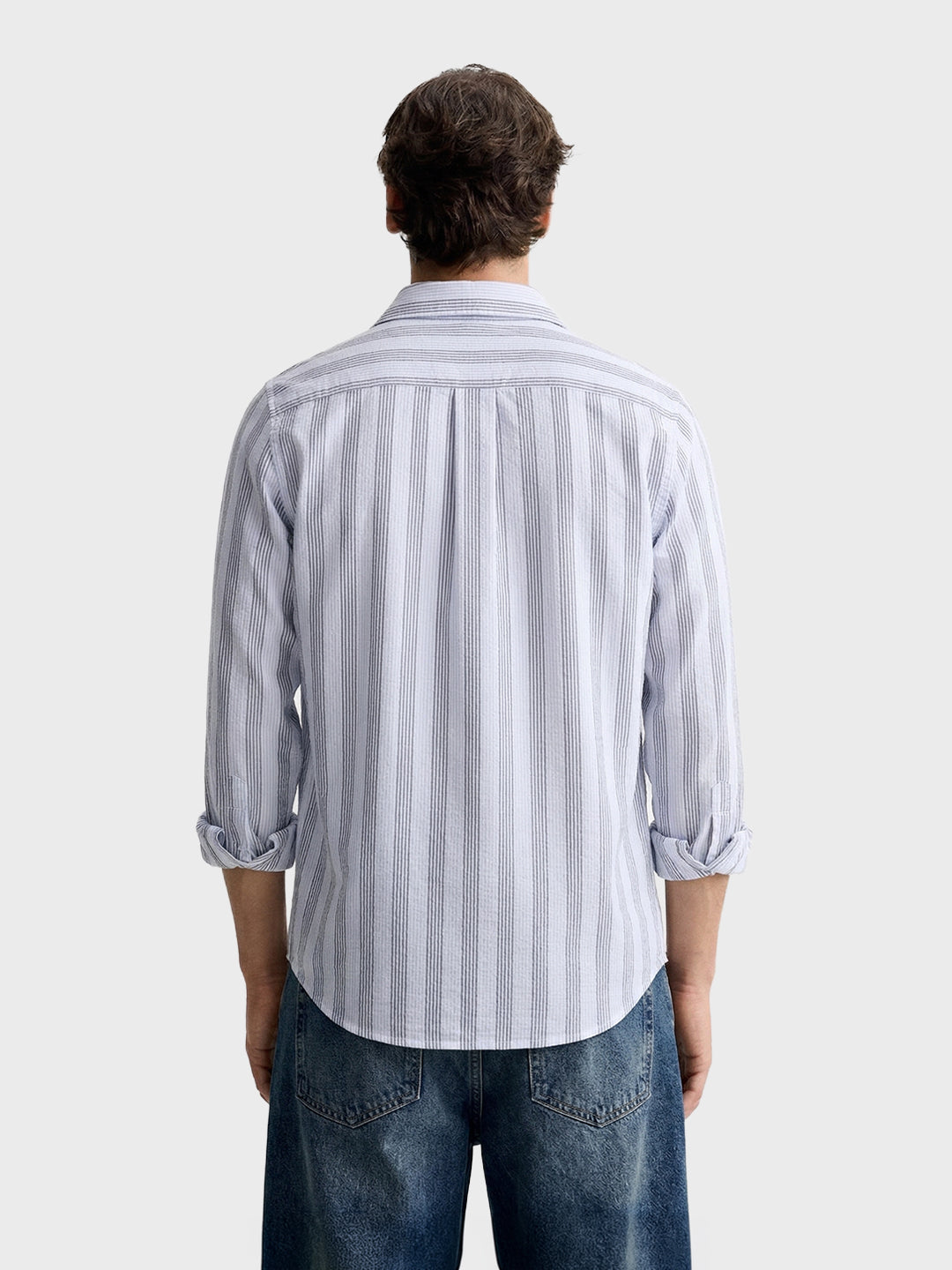 Men's Blue Regular Fit Striped Casual Shirt