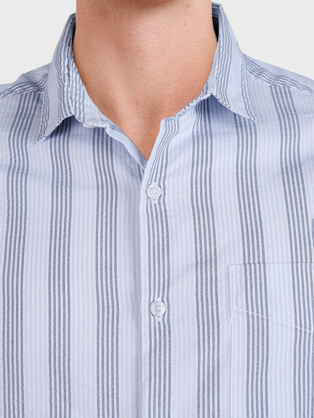 Men's Blue Regular Fit Striped Casual Shirt