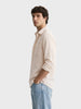 Men's Beige Regular Fit Striped Casual Shirt
